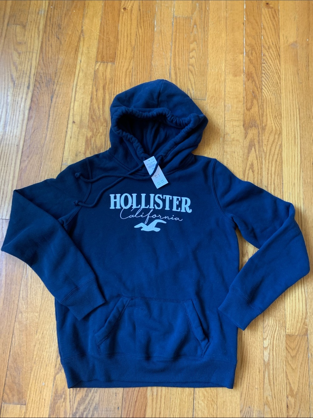 Hollister Women's Navy Blue Logo Pullover Hoodie Size S